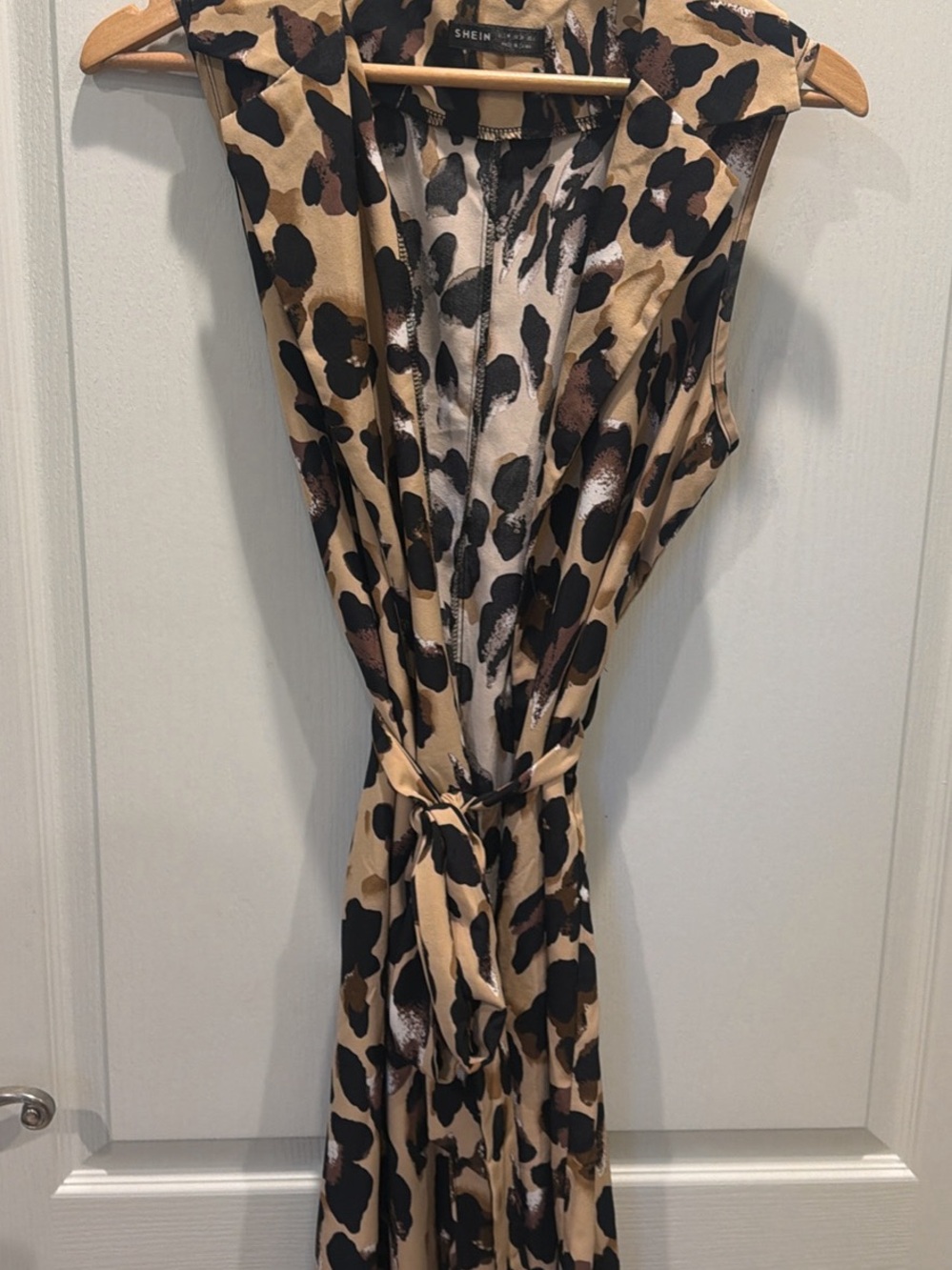 SHEIN Leopard Print Button-Front Top in Tan, Black & Brown